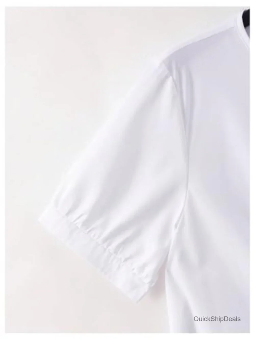 Bow Tie Side Blouse Crew Neck Puff Short Sleeve Dressy Casual Summer Top